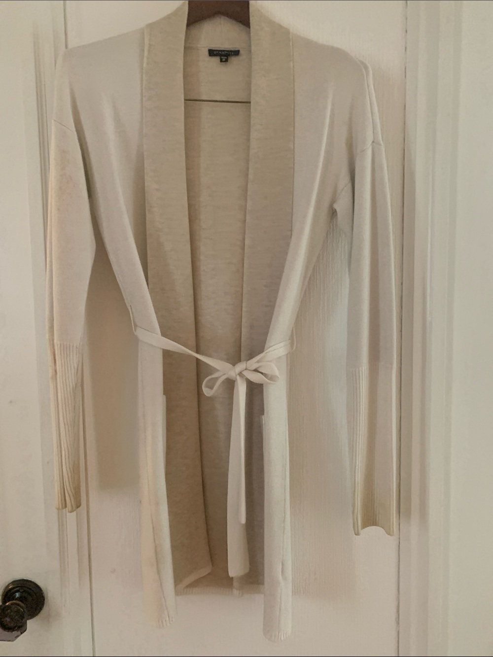 Dynamite Light Cream Tie-Waist Wrap Cardigan